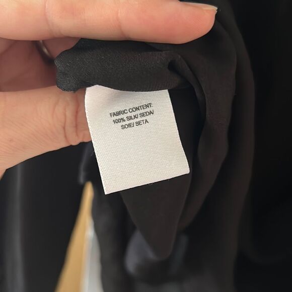 - Derek Lam 10 Crosby silk black high neck keyhole long sleeve blouse 6 - Picture 8 of 11